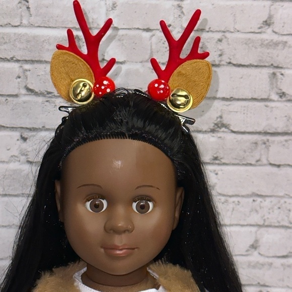 Our Generation 18" Doll by Battat Black Hair Brown Eyes Christmas Outfit Shoes - Picture 2 of 15
